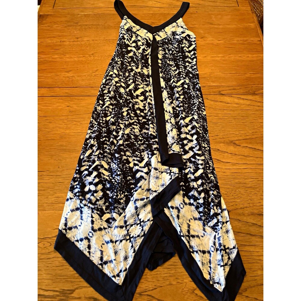 Style & Co. Women's Blue/White Tie-Dye Square Neck Wide Strap Knit Tank M